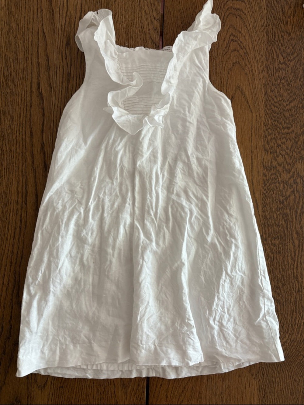 Cyrillus Bright White Ruffle-Trim Linen Cotton Sundress